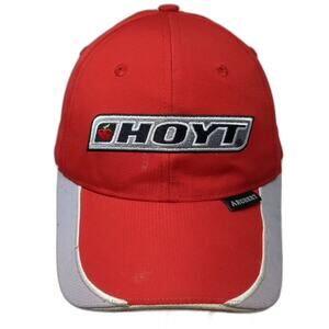Hoyt Archery Red Gray Baseball Cap Hat One Size Embroidered Adjustable Polyester